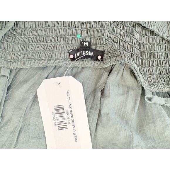 Wishlist Apparel Women’s Smocked Maxi Dress Medium Green NWT - Picture 2 of 4